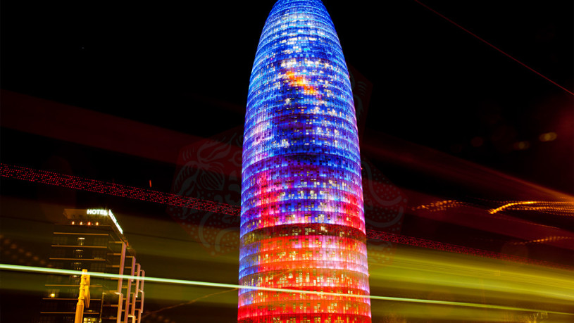 Torre Agbar Exterior Night